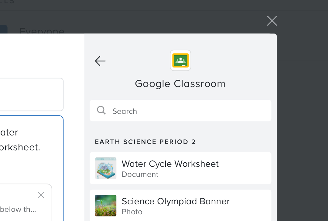 Google Classroom in the Remind composer on web